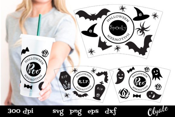 24 OZ Cold Cup Wrap SVG. Halloween 24 OZ