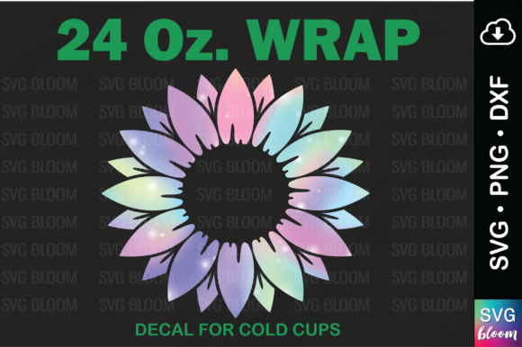 24oz. Full Wrap Tumbler Sunflower SVG