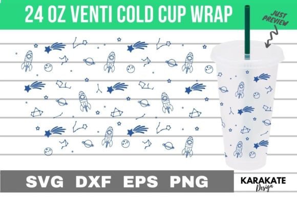 Astronaut Space, 24 Oz Venti Cup Wrap SVG