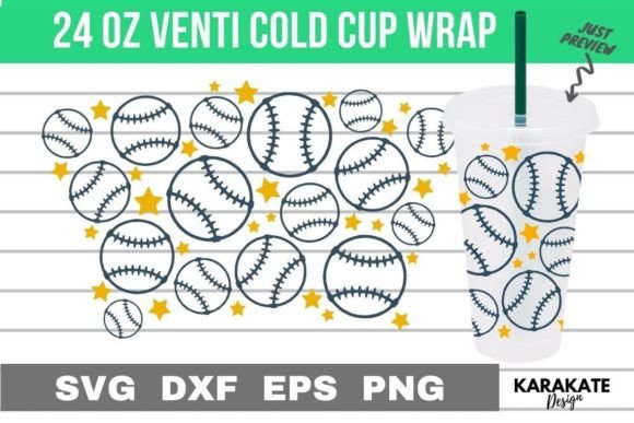 Baseball Line Venti Cup Wrap SVG