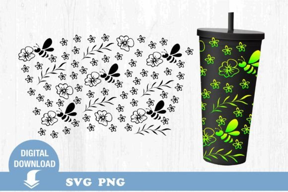 Bee Tumbler Design SVG: Wild Flowers