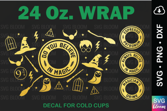 Believe in Magic 24oz. Tumbler Wrap SVG