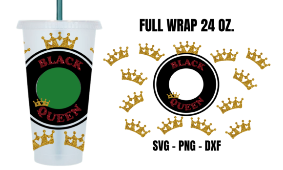 Black Queen Starbucks Cup Wrap Svg