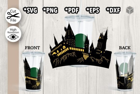 Castle Cup Wrap SVG for 24 Oz Cold Cups