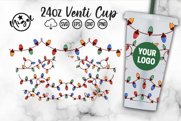 Christmas Lights Cold Cup Wrap SVG Cut