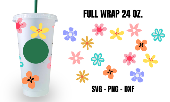 Colorful Flora Starbucks Cup Wrap SVG