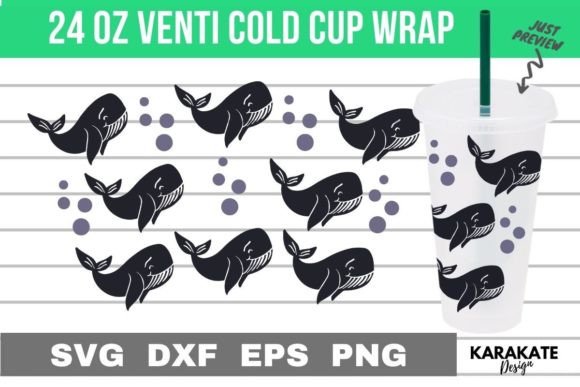 Cool Whale - 24 Oz Venti Cup Wrap SVG