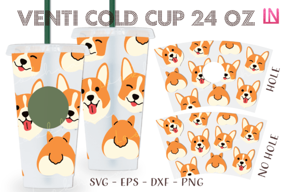 Corgi Puppy Dog Breed Venti Cup Wrap SVG