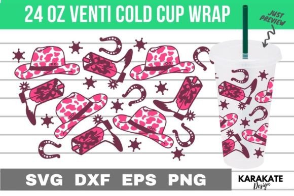 Cowgirl, 24 Oz Venti Cup Wrap SVG
