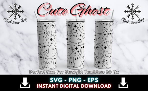 Cute Ghost Tumbler Wrap SVG