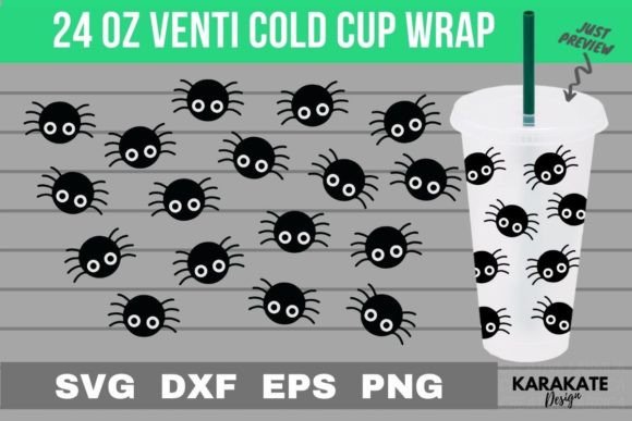 Cute Spider 24 Oz Venti Cup Wrap SVG