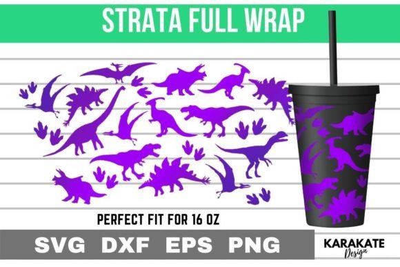 Dinosaur, 16 Oz Strata Cup Wrap SVG