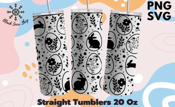 Easter Bunny Flower Tumbler Wrap SVG