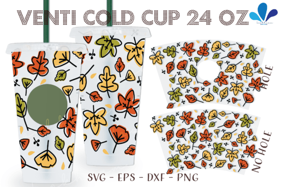 Fall Leaves Layered Venti Cup Wrap SVG