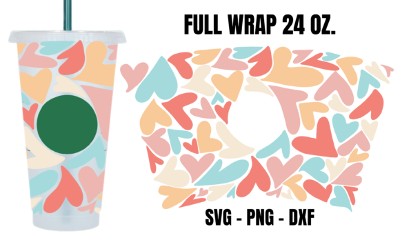 Full Hearts Starbucks Cup Wrap SVG