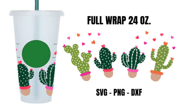 Fun Cactus Cup Wrap Svg