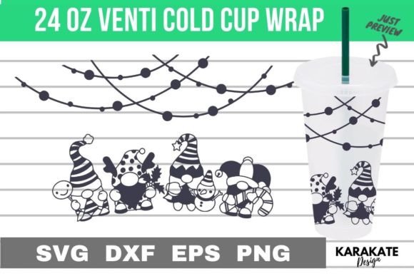 Gnome Party 24 Oz Venti Cup Wrap SVG