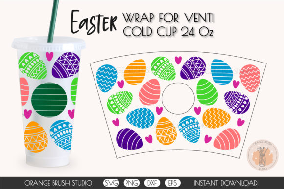 Happy Easter Eggs Cold Cup 24oz SVG Wrap