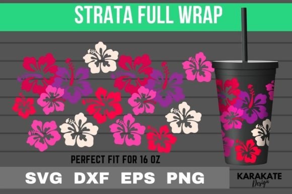 Hibiscus, 16 Oz Strata Cup Wrap SVG