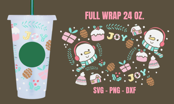 Joy Christmas Starbucks Cup Wrap Svg