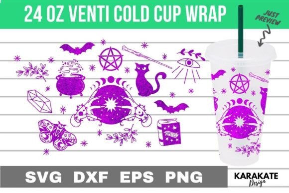 Magic Witch, 24 Oz Venti Cup Wrap SVG