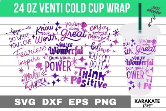 Positive Drink, 24 Oz Venti Cup Wrap SVG