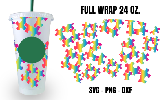 Puzzle Heart Starbucks Cup Wrap SVG