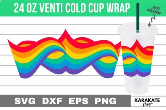 Rainbows, 24 Oz Venti Cup Wrap SVG