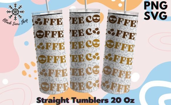 Retro Coffee Leopard Tumbler Wrap SVG