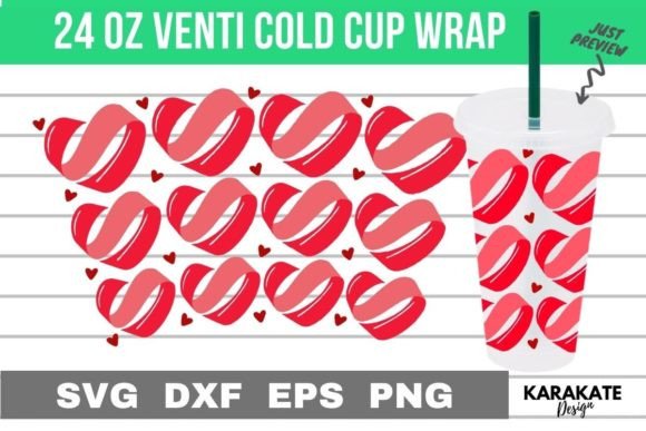 Ribbon Heart Venti Cup Wrap SVG
