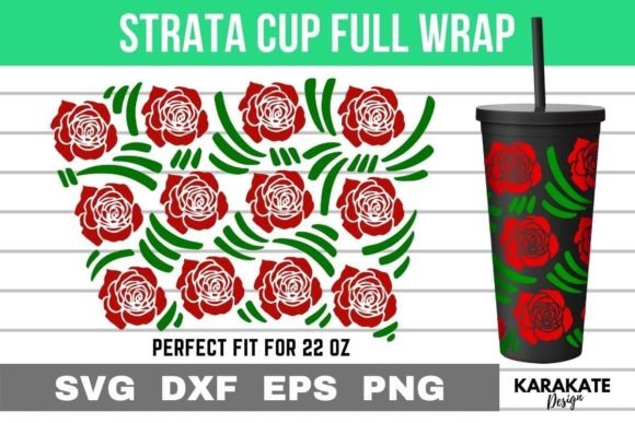 Rose Pattern, 22 Oz Strata Cup Wrap SVG