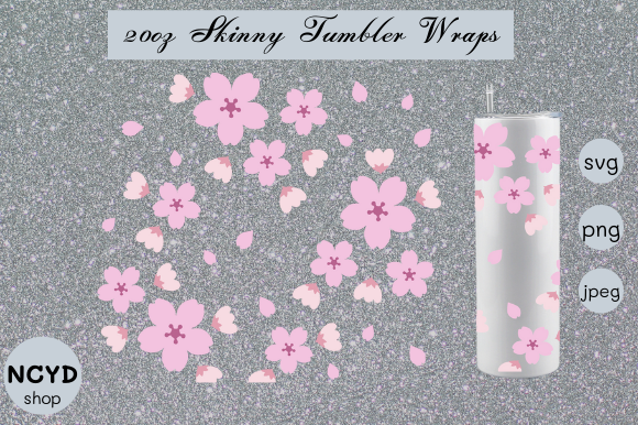 Sakura Tumbler Wrap SVG Skinny Tumbler