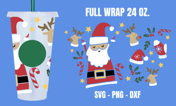 Santa Christmas Starbucks Cup Wrap SVG