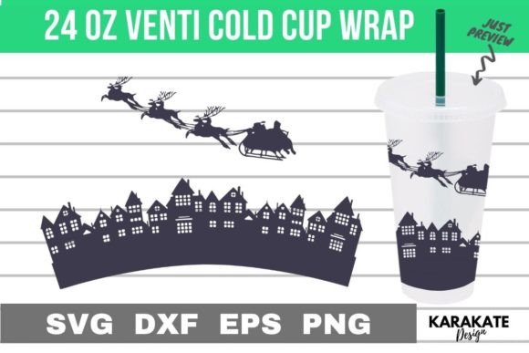 Santa Coming 24 Oz Venti Cup Wrap SVG