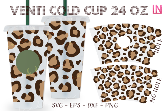 Seamless Leopard 24Oz Venti Cup Wrap SVG