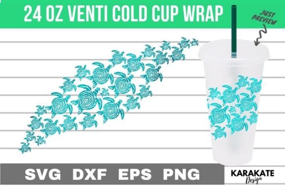 Turtles Wave – 24 Oz Venti Cup Wrap SVG