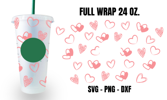 Valentine Pink Starbucks Cup Wrap SVG